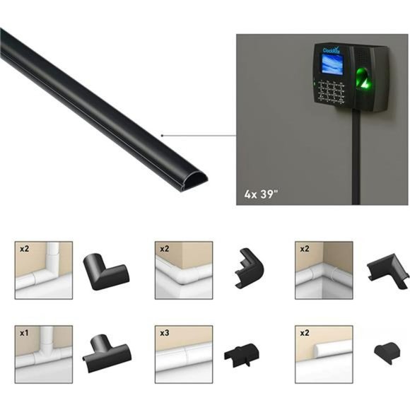 D-Line 13.12ft Cord Hider Kit - 4X 0.78in (W) x 0.39in (H) x 39in Length - Black - Picture 4 of 6